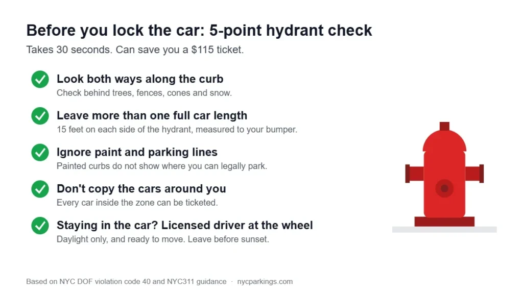 Five-step checklist to avoid a NYC fire hydrant parking ticket before you lock your car